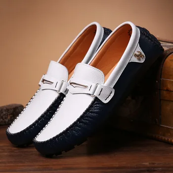 Мужская Повседневная обувь из натуральной кожи, бренд 2021, Итальянские Мужские Кожаные Лоферы, Мокасины, Дышащие Черные туфли для вождения без застежки