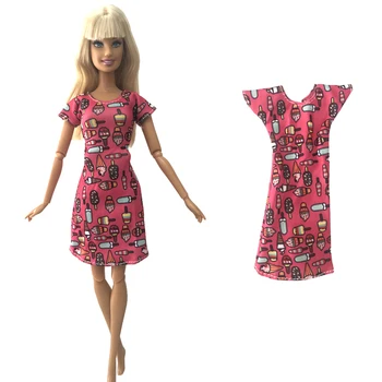 1 шт. Милое платье с рисунком мороженого, Элегантная рубашка с круглым вырезом, Узкая юбка для куклы Барби, аксессуары для девочек, Игрушка 283B