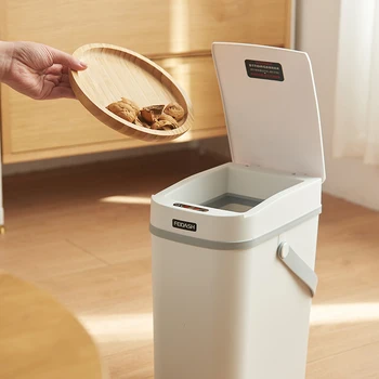 10-литровое автоматическое электрическое U-образное умное индукционное мусорное ведро, Умная гостиная, Узкое ведро для хранения туалета для ванной комнаты, кухни 0