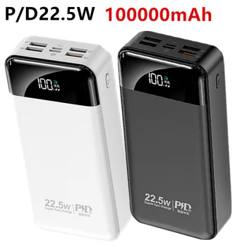 100000 мач power bank с 22,5 Вт pd быстрой зарядкой powerbank портативное зарядное устройство poverbank для iphone 13pro xiaomi huawei