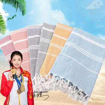 100x180 см утолщенное хлопчатобумажное турецкое спортивное полотенце с кисточками для тренажерного зала кемпинга сауны пляжа бассейна одеяло хорошо впитывает воду 0
