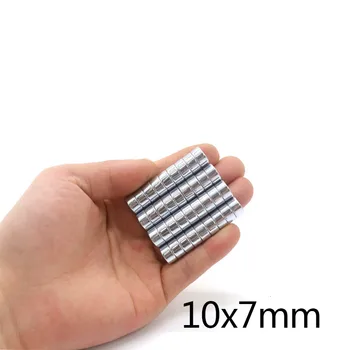 10шт N35 NdFeB 10x7 мм магнитные Неодимовые редкоземельные микролистовые магниты супер Сильный круг Мощный магнит 10 *7 мм