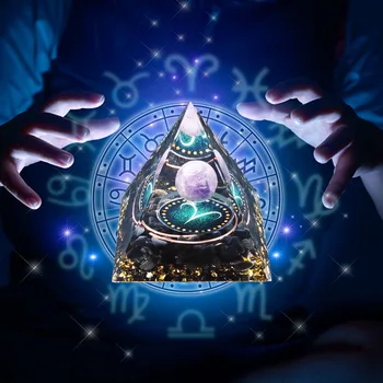 12констелляция Оргонитовая Пирамида Аметист Натуральный Камень Оргоновая Пирамида Целебный Кристалл Генератор Энергии Чакры Рейки Счастливый Камень
