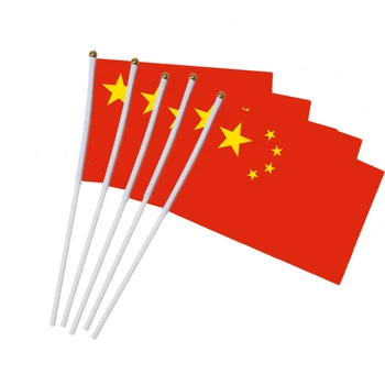 14x21cm 10шт Маленький китайский флаг, размахивающие вручную флаги с Пластиковыми Флагштоками, Парад Активности, Спортивное Украшение дома NC005 0
