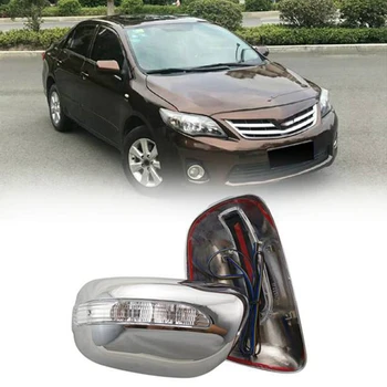 2 упаковки 2009-2013 для автомобилей Toyota Corolla Хромированная боковая светодиодная подсветка, накладка на зеркало заднего вида