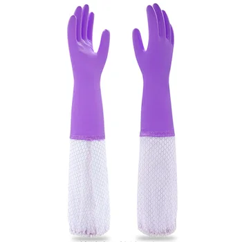 2 шт. Перчатки для мытья посуды, удлиненные рукава, нескользящие перчатки для ванной, кухни, гаража
