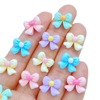 20 шт. / пакет Kawaii Mixed Bow Series 3D Милые украшения для ногтей, подвески для ногтей Macaron, аксессуары для ногтей из смолы 