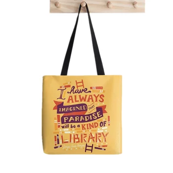 2021 Библиотека покупателей Сумка с индивидуальным принтом женская сумка для покупок в стиле Харадзюку женская сумка для покупок на плечо Женская холщовая сумка