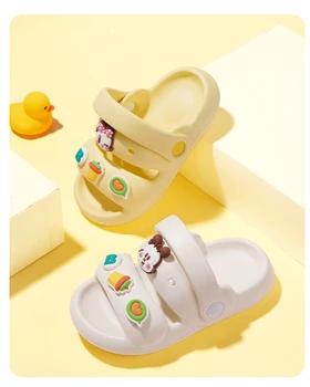 2023 Летние детские тапочки Для маленьких детей, Регулируемые сандалии из ЭВА, Пляжная обувь для мальчиков и девочек, желейные сандалии на плоской подошве SO103