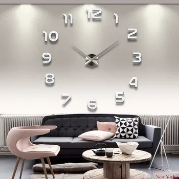 2023 Новое зеркало DIY БОЛЬШИЕ настенные часы 3d наклейки на стену Большие декоративные кварцевые часы Акриловый современный дизайн