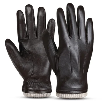 2023 Новые Мужские перчатки из овчины, спортивные перчатки на теплой шерстяной подкладке, Винтажные Повседневные перчатки для вождения