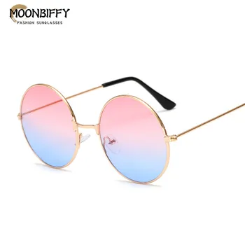 2023 Новые солнцезащитные очки в круглой оправе, женские винтажные брендовые солнцезащитные очки Нежно-розового цвета для женщин, модные панк-очки Lunette очки