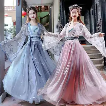 2023 Традиционное женское платье Ханфу с цветами, древнекитайский костюм, красивый танцевальный халат принцессы династии Тан Hanfu Originale Originale