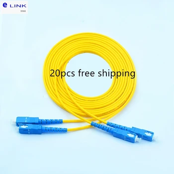 20шт SC-SC DX SM UPC волоконно-оптические патч-корды дуплексный однорежимный кабель с оболочкой 3,0 мм оптоволоконная перемычка бесплатная доставка ELINK
