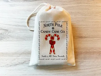 20шт рождественских сумок из конфетного тростника - Сумка для подарков - Примитивная - Северный полюс - Санта - Сумки на шнурках - Хлопчатобумажные сумки для подарков
