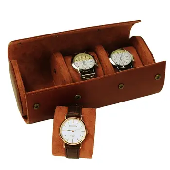 3 слота Дорожный футляр для рулона часов Шикарный портативный винтажный ящик для хранения часов с выдвижными органайзерами для часов
