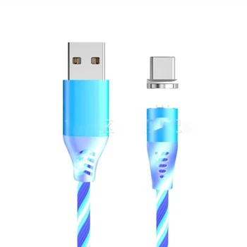 3A Магнитный USB-Кабель Glow Flash Кабель Для Быстрой Зарядки Телефона USB Type C Магнитное Зарядное Устройство Для Xiaomi Redmi K30 9 Micro USB Кабель Для Передачи Данных