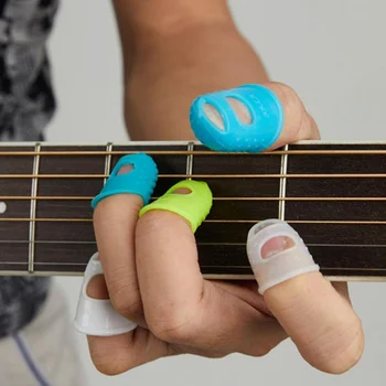 4шт Силиконовые Накладки Для Пальцев Гитары, Защита Кончиков Пальцев Для Чтения Гитары, Нескользящие Наборы Для Пальцев, 6 Цветовых Опций 0