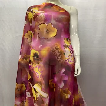 5 ярдов! Новый бренд рисунком искусственный шелк стрейч Атласа ткань напечатанная ткань полиэстер женское платье от-кутюр, ткани