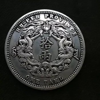 # 6 Немагнитных 88 мм большого размера, Династия Цин, Посеребренная монета Дракона, Памятные монеты в долларах Лонг Ян