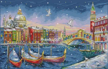 6-мм Высококачественный Прекрасный Набор для вышивания Крестиком Венеция Венеция Ночью Водный Город