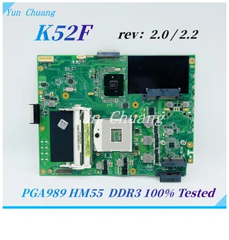 60-NXNMB1000 K52F REV: 2,0/2,2 Материнская плата для ноутбука ASUS A52F X52F K52F Материнская плата PGA989 HM55 Встроенная DDR3 100% Протестирована