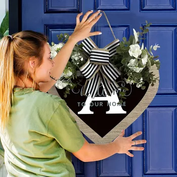 A Z Фамилия Сердце Венок на входную дверь Венок на дом из 26 букв с бантом Весенние Венки для входной двери
