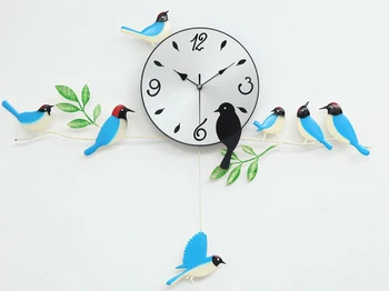A060 настенные часы с рисунком птиц украшение домашнего декора новый дизайн садовые качели синий оранжевый красный
