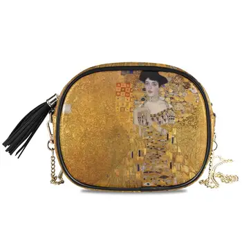 ALAZA сумки через плечо с цепочкой для женщин Gustav Klimt картина маслом роскошные кожаные Маленькие сумки через плечо с цепочкой женская сумка