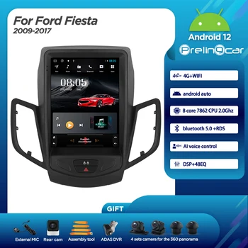 Android 12,0 Система Автомобильный GPS Мультимедийный Радиоплеер Для Ford Fiesta Courier 2009-2017 Годов Выпуска DSP Navistar С Двойным Вертикальным Экраном 0