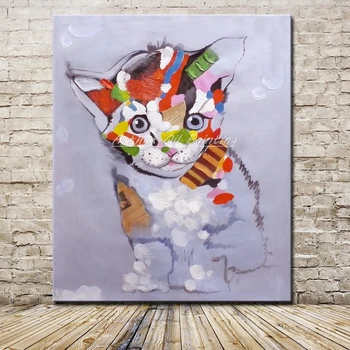 Arthyx, Картины, ручная роспись, кошка, животное, Картина маслом на холсте, Плакат в стиле поп-арт, Настенная картина для гостиной, украшение дома в детской комнате 0