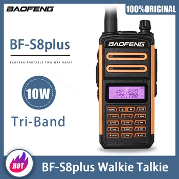BAOFENG Original BF-S8 PLUS Walkie Talkie 10 Вт Высокой Мощности Трехдиапазонное Двустороннее Радио BF-S8plus Портативные Радиостанции Беспроводной Приемник