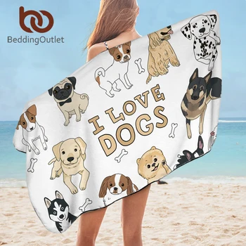 BeddingOutlet Банное полотенце с мопсом хиппи для ванной комнаты из микрофибры с мультяшной собакой, пляжное полотенце для взрослых, Милое одеяло с бульдогом 75x150 см