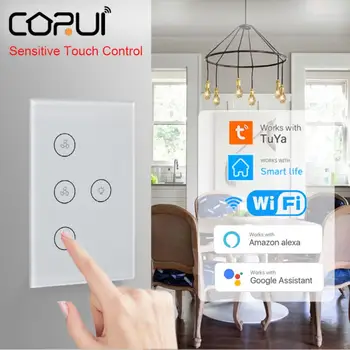 CORUI WIFI Tuya Smart Light Переключатели вентилятора Цифровой Регулируемый Переключатель вентилятора Ручной Сенсорный переключатель Поддержка Smart Life Alexa Google Home 0
