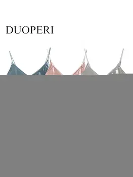 DUOPERI/ Женские модные атласные однотонные майки с открытой спиной, Винтажные Тонкие бретельки с V-образным вырезом, шикарные женские топы-безрукавки