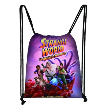 Disney Strange World, сумка на шнурке для мальчиков и девочек, сумки для хранения, женская портативная сумка для покупок, повседневный рюкзак для подростков, дорожная пляжная сумка