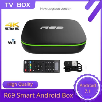 Flasend R69 Android TV Box Сетевой медиаплеер 4K Smart TV Box с Выходом Wi-Fi HDMI Android Tv Box Бесплатные интернет-каналы