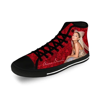 Grande Pop Singer Music Ariana Повседневная ткань с 3D принтом, парусиновая модная обувь с высоким берцем, мужские И женские Легкие Дышащие кроссовки