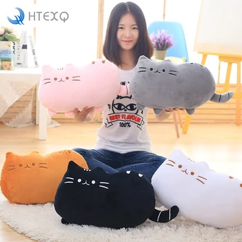 HTEXQ 2018, Популярная кавайная бисквитная кошка, 35 * 50 см, подушка с животными, подушка с наполнителем из хлопка PP для украшения дома для детей 0