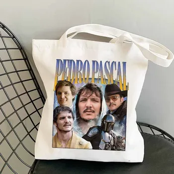 I Love Pedro Pascal Холщовые сумки-тоут для женщин, большие сумки через плечо для покупок, многоразовая сумка для покупок, милая сумка Pedro Pascal, забавные подарки