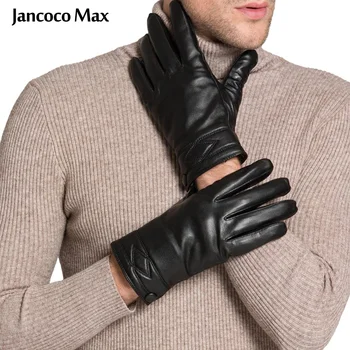 Jancoco Max Новое поступление, мужские перчатки из натуральной овчины, черный Классический стиль, весенне-зимние теплые варежки S2061