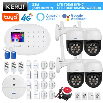 KERUI W204 4G WIFI GSM сигнализация Tuya Smart Home Security APP Control дверной детектор датчик движения охранная IP-камера