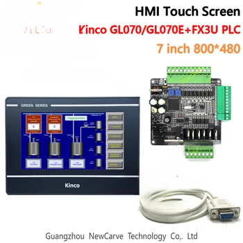 Kinco GL070 GL070E Сенсорный Экран HMI и Промышленная Плата Управления ПЛК FX3U 14/24/32/48/56 MT/MR С Кабелем Связи Newcarve 0