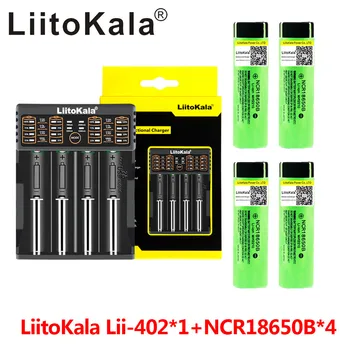LiitoKala Lii-402 USB 18650/26650 Смарт-Зарядное Устройство + 4шт NCR18650B 3,7 в 3400 мАч 18650 Литиевая Аккумуляторная Батарея Для фонарика