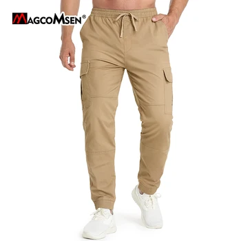 MAGCOMSEN Летние мужские повседневные брюки для бега трусцой Легкие дышащие брюки для бега, для тренировок, для пеших прогулок, рабочие брюки с несколькими карманами