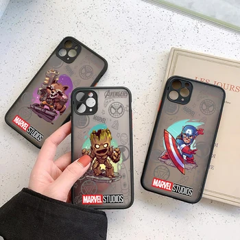 Marvel Studios Матовый Чехол Coque Для iPhone 14 13 12 11 Pro Max SE Mini XS X 7 8 Plus Силиконовый Прозрачный Чехол Captain America Groot