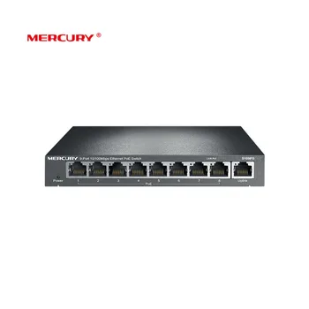 Mercury 8-портовый POE-коммутатор 10/100 Мбит/с Стальной PoE-коммутатор стандарта мониторинга точки доступа PoE IEEE 802.3af Для IP-камеры мощностью 65 Вт (S109PS)