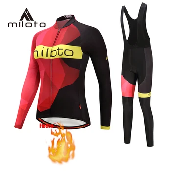 Miloto, Женская Велосипедная одежда, Зимние Трикотажные комплекты с длинным рукавом, Термо-Флисовая Женская Велосипедная форма, Одежда для горных велосипедов Ropa Ciclismo.