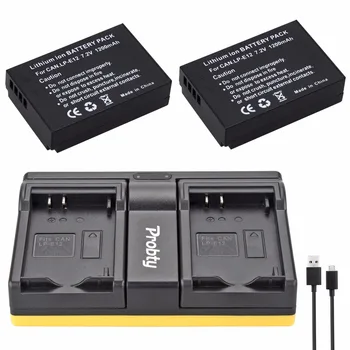 PROBTY 2шт LP-E12 LP E12 Аккумуляторные батареи для камеры + USB Двойное зарядное устройство для Canon EOS M M2 100D EOSM EOS M2 EOS 100D