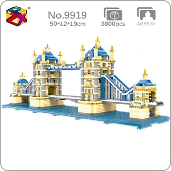 PZX 9919 Мировая Архитектура Лондонский Тауэрский Мост Река Темза 3D Мини Алмазные Блоки Кирпичи Строительная Игрушка Для Детей Подарок Без Коробки 0